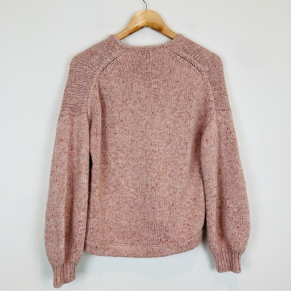 Madewell Beresford wool blend powder pink toned wrap front sweater. Size Large - Picture 6 of 9